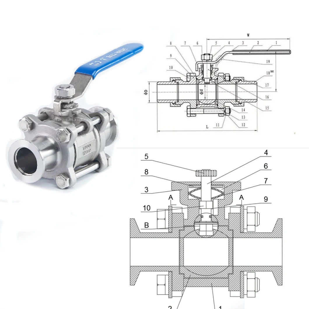 High Quality China Made 3 PC Stainless Steel Ball Valve 3PC Clamp Ball Valve